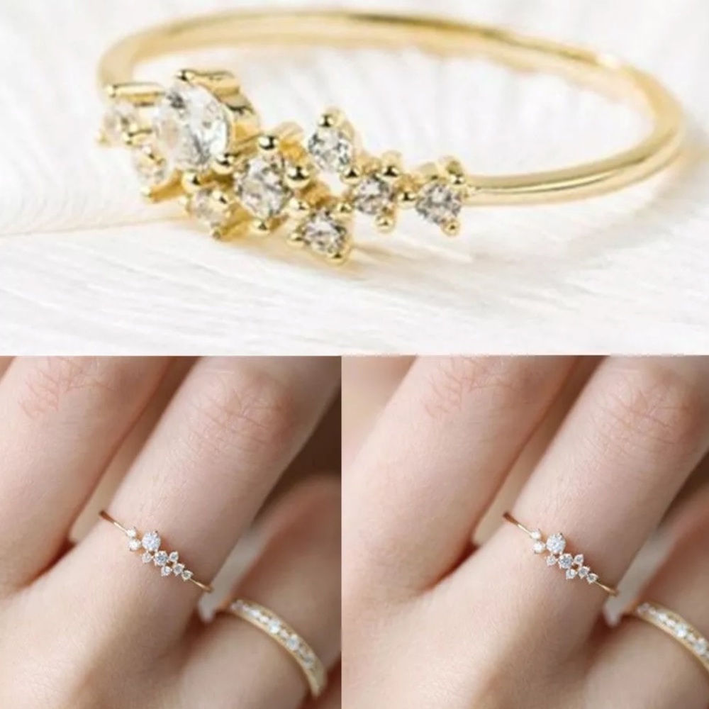 Women Yellow Gold Filled White Sapphire Ring